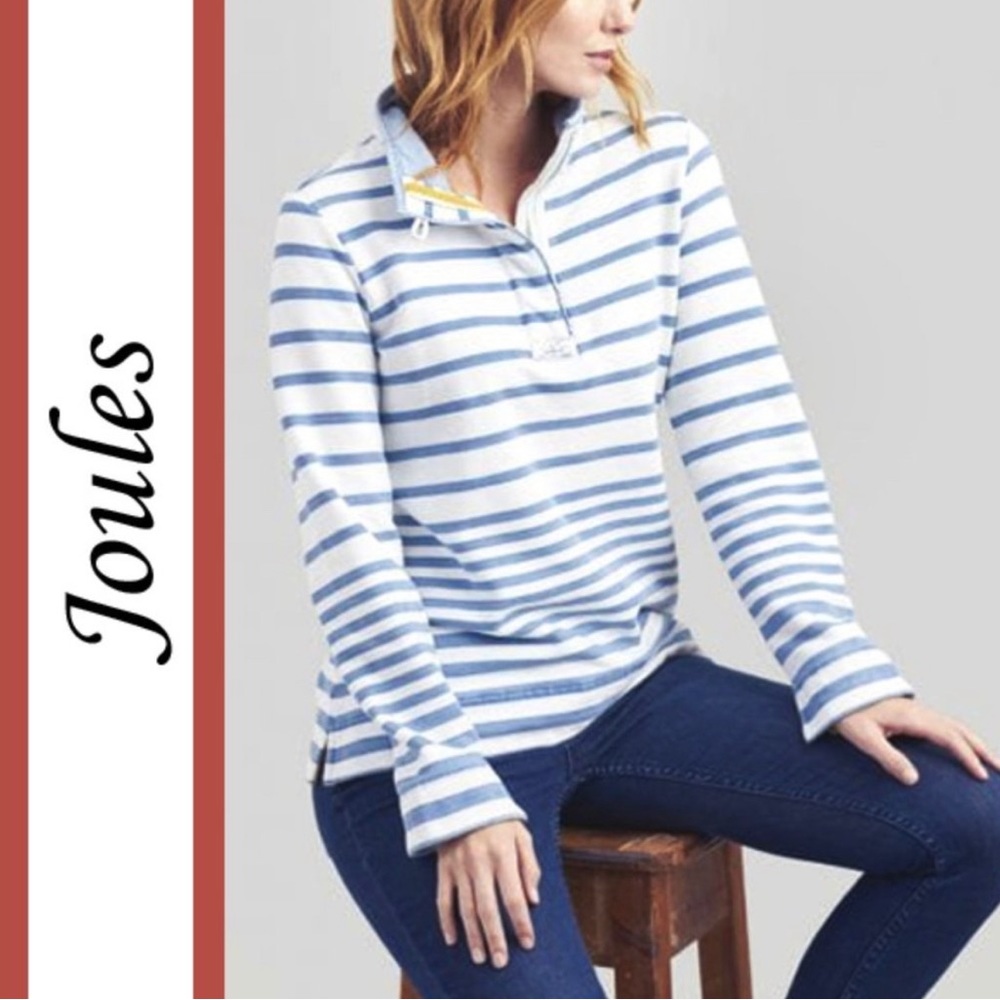 Joules | 'Saunton' Salt Stripe Funnel Neck Sweatshirt